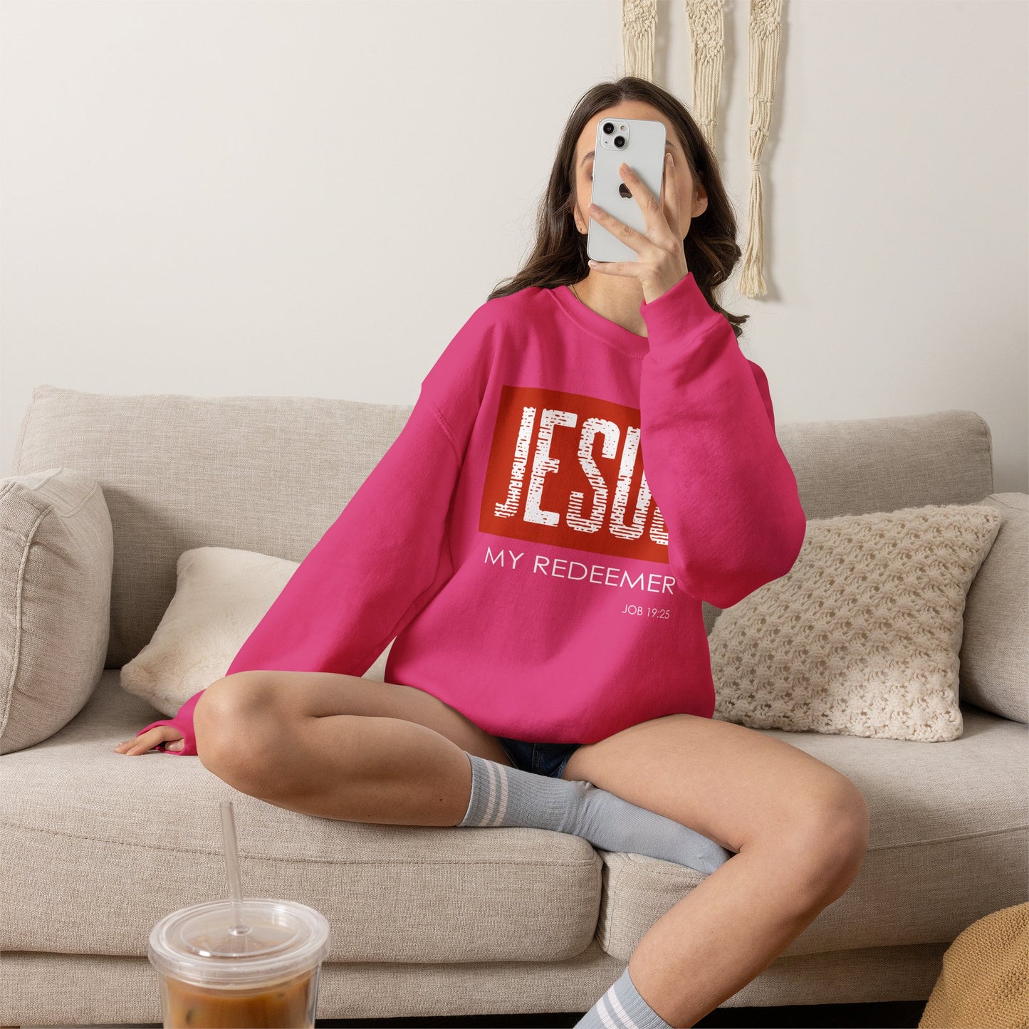"Jesus My Redeemer" Inspirational Crewneck Sweatshirt