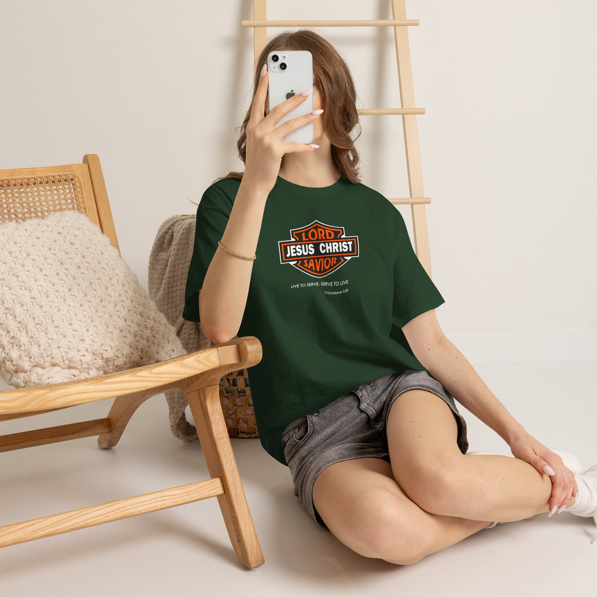 Jesus Christ Savior T‑Shirt — Lord Savior Motorcycle Shield Design
