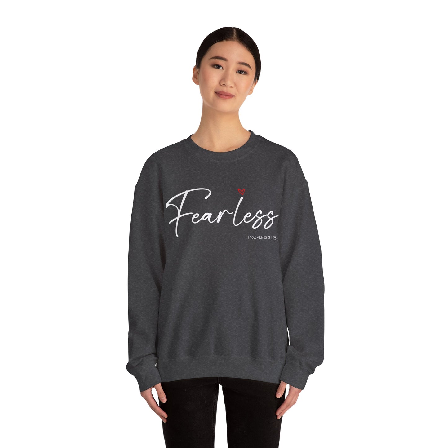 "Fearless" Inspirational Crewneck Sweatshirt — (Proverbs 31)