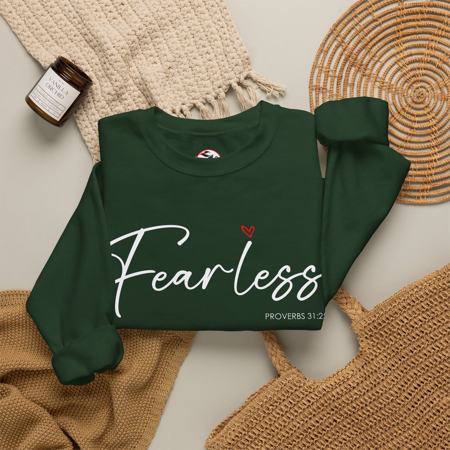 "Fearless" Inspirational Crewneck Sweatshirt — (Proverbs 31)