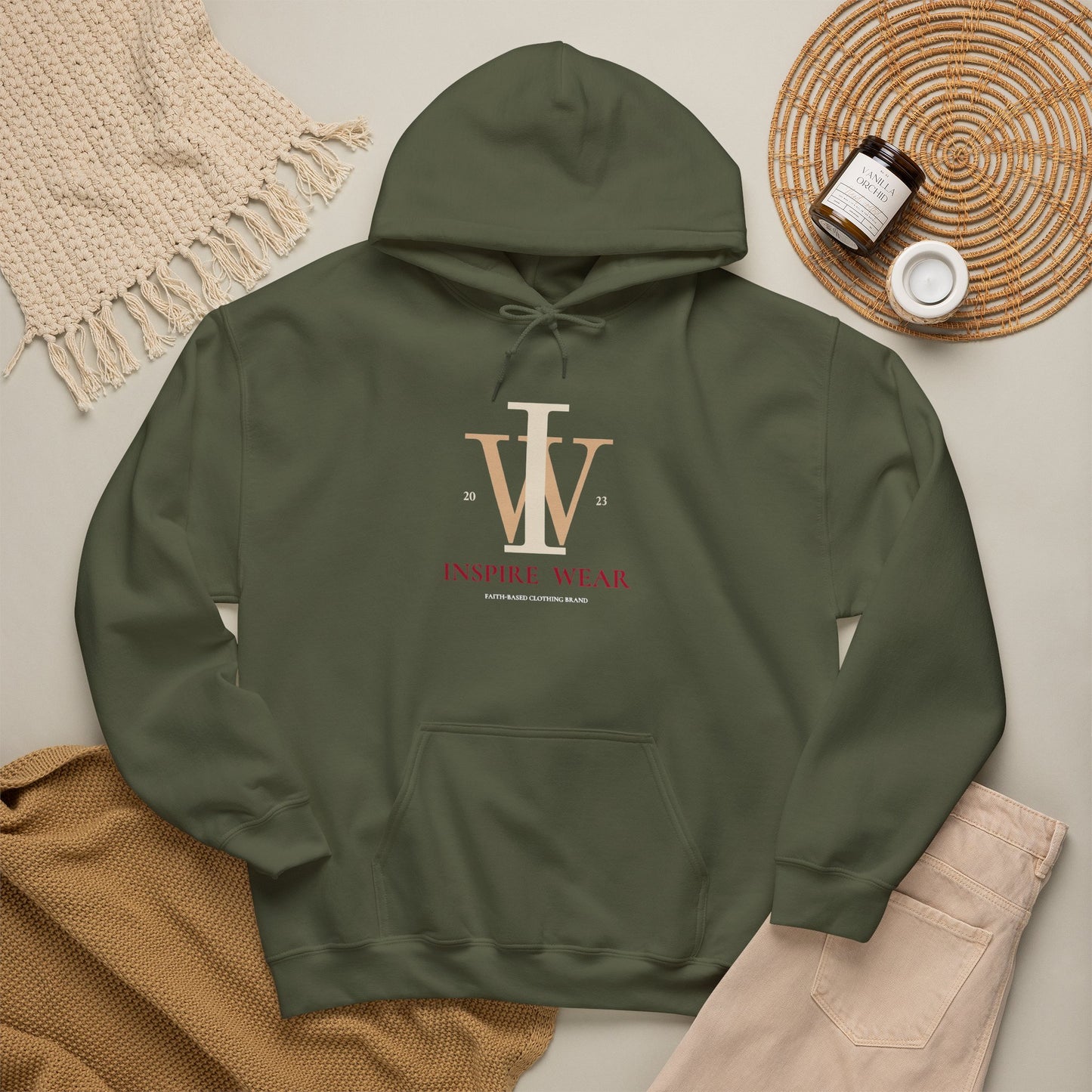 Inspire Wear IW Monogram Logo Pullover Hoodie