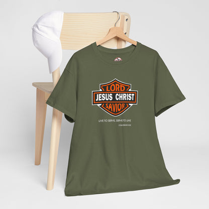 Jesus Christ Savior T‑Shirt — Lord Savior Motorcycle Shield Design