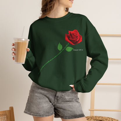 "Fearfully and Wonderfully Made" Rose Crewneck Sweatshirt