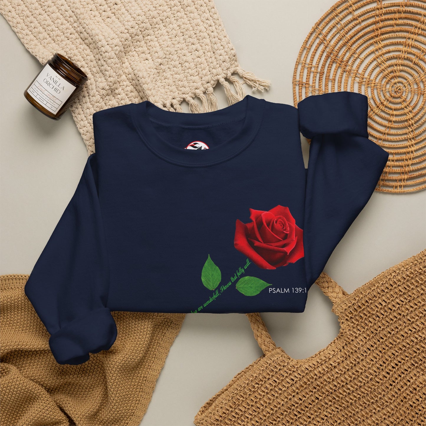 "Fearfully and Wonderfully Made" Rose Crewneck Sweatshirt