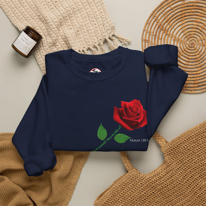 "Fearfully and Wonderfully Made" Rose Crewneck Sweatshirt