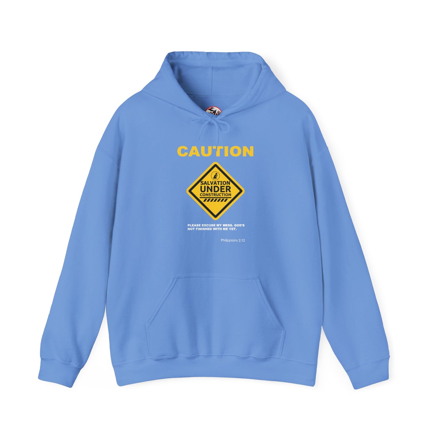 "Caution Salvation Under Construction" Graphic Pullover Hoodie