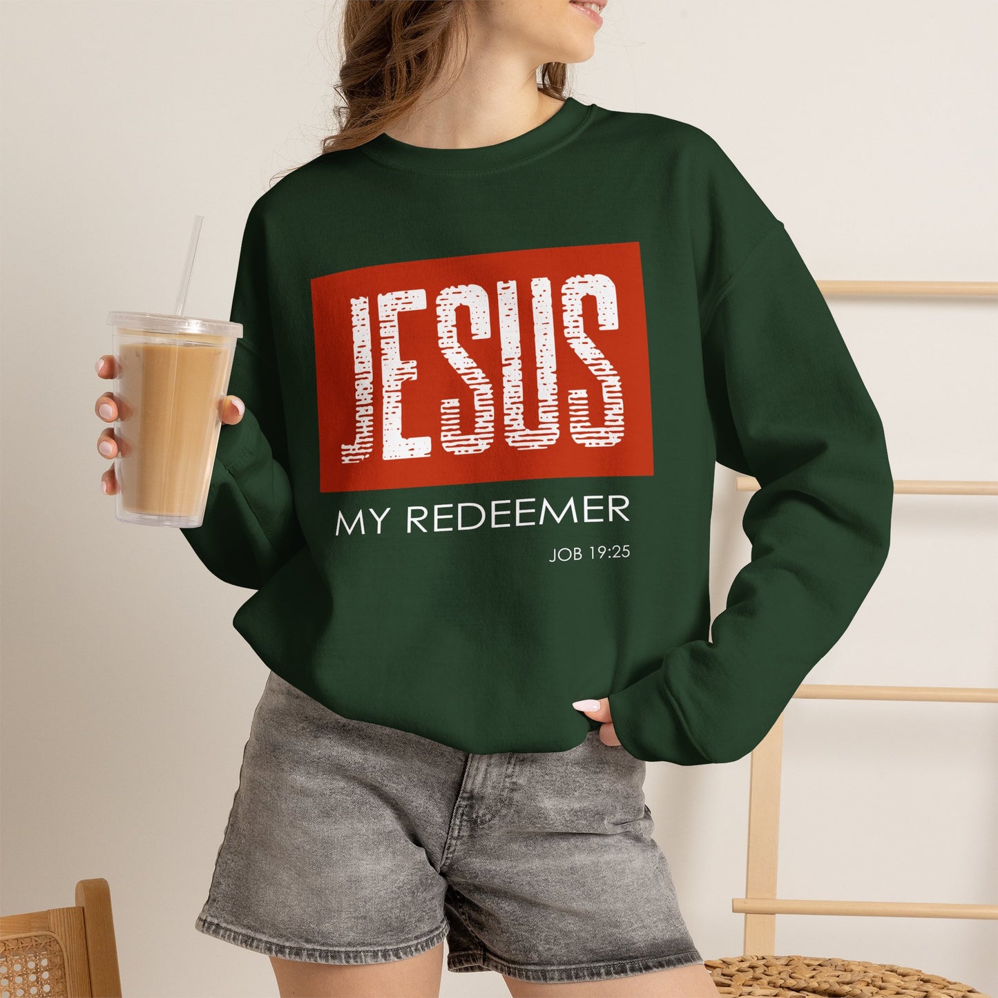 "Jesus My Redeemer" Inspirational Crewneck Sweatshirt