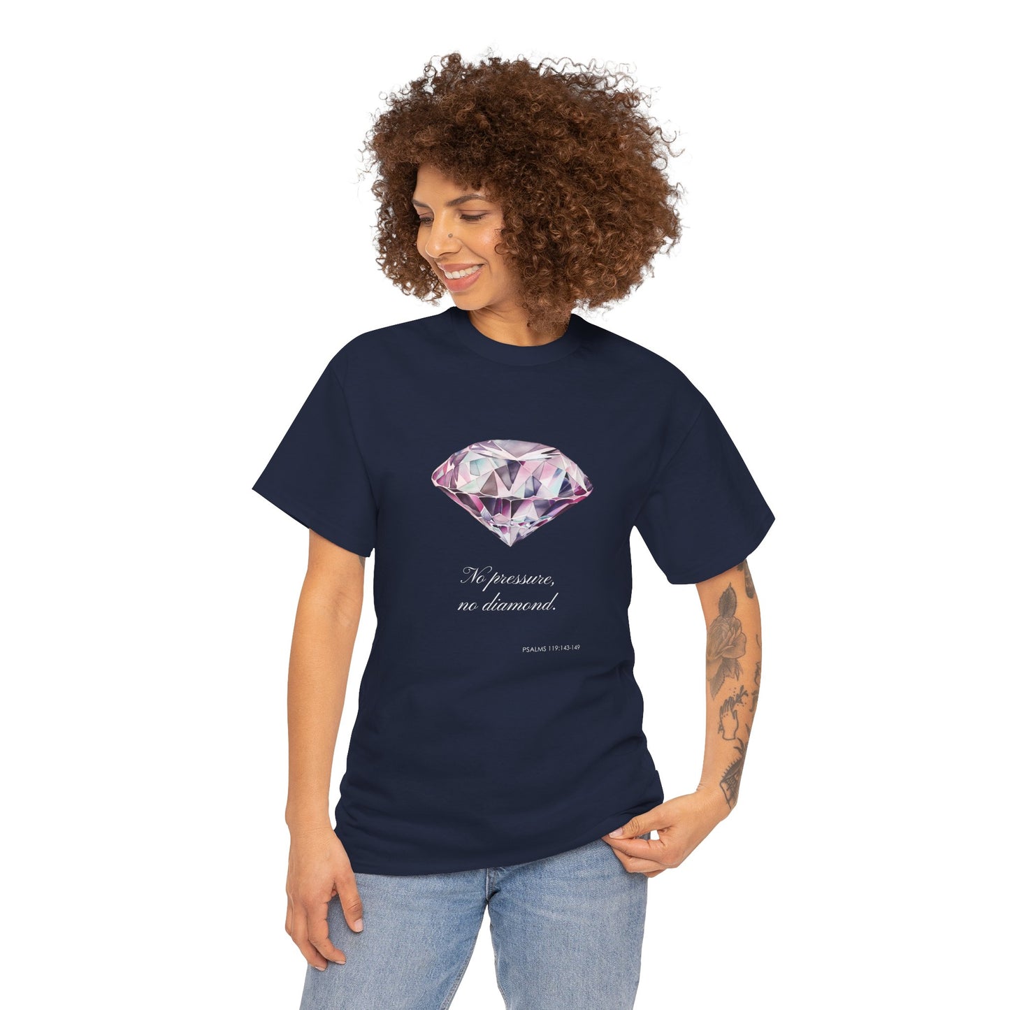 "No Pressure, No Diamond" Women's Inspirational Graphic T-Shirt