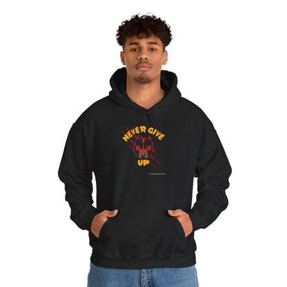 "Never Give Up" Hoodie Men's Motivational Graphic Hooded Sweatshirt