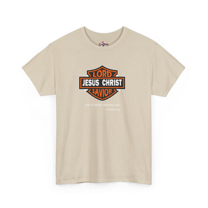 Jesus Christ Savior T‑Shirt — Lord Savior Motorcycle Shield Design