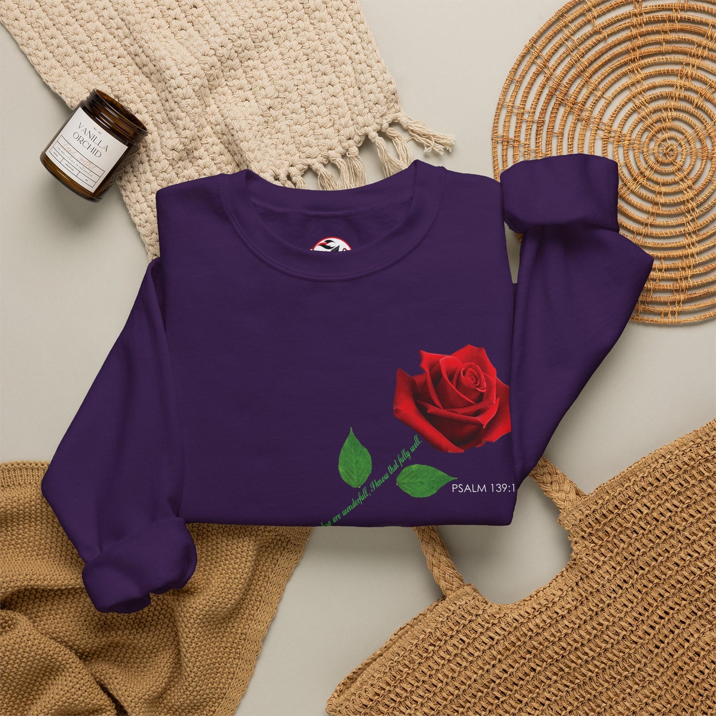 "Fearfully and Wonderfully Made" Rose Crewneck Sweatshirt