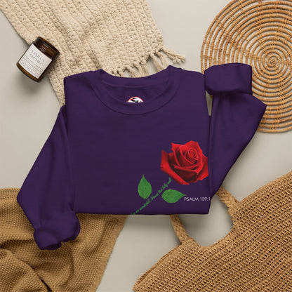 "Fearfully and Wonderfully Made" Rose Crewneck Sweatshirt
