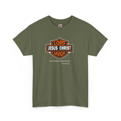 Jesus Christ Savior T‑Shirt — Lord Savior Motorcycle Shield Design