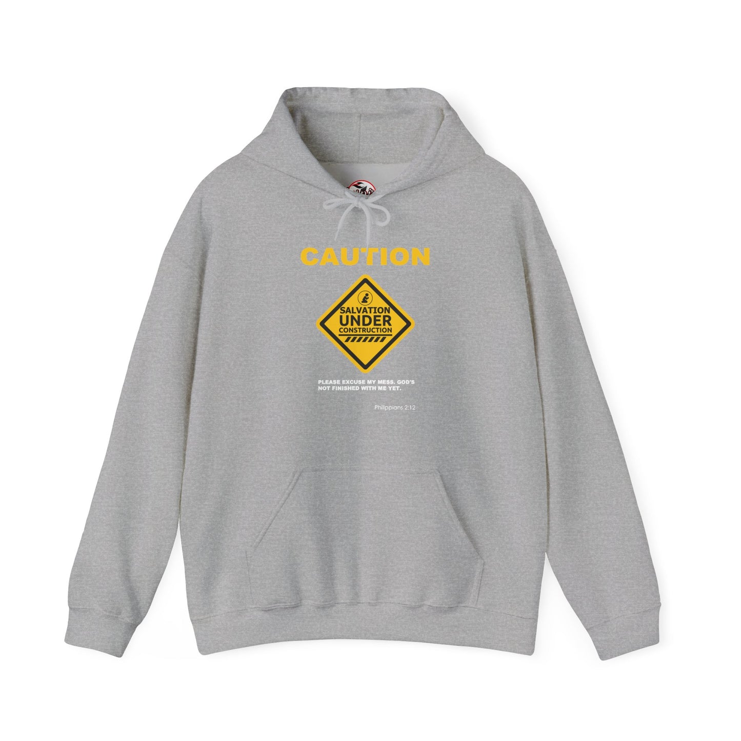 "Caution Salvation Under Construction" Graphic Pullover Hoodie