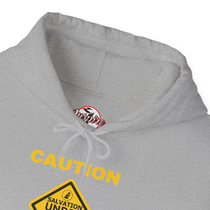 "Caution Salvation Under Construction" Graphic Pullover Hoodie