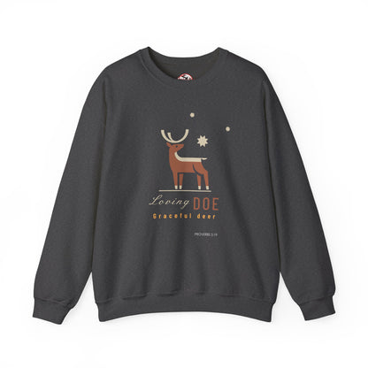 "Loving Doe Graceful Deer" Women's Inspirational Crewneck Sweatshirt