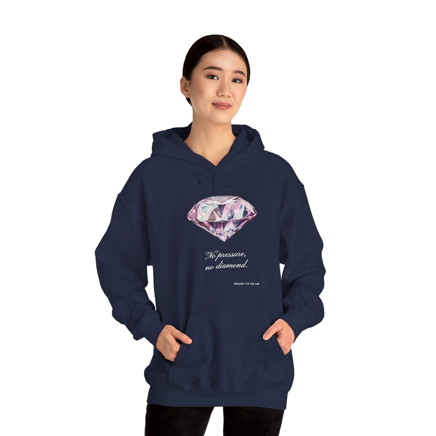 "No pressure, no Diamond" Inspirational Graphic Pullover Hoodie