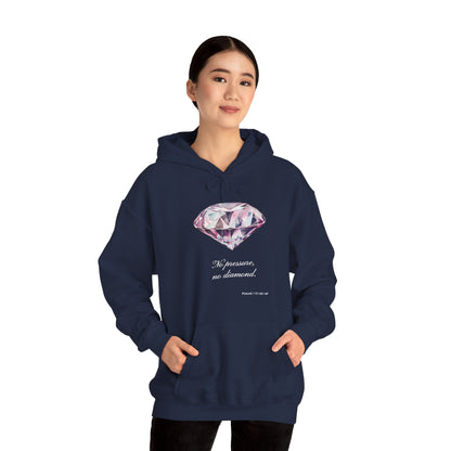 "No pressure, no Diamond" Inspirational Graphic Pullover Hoodie