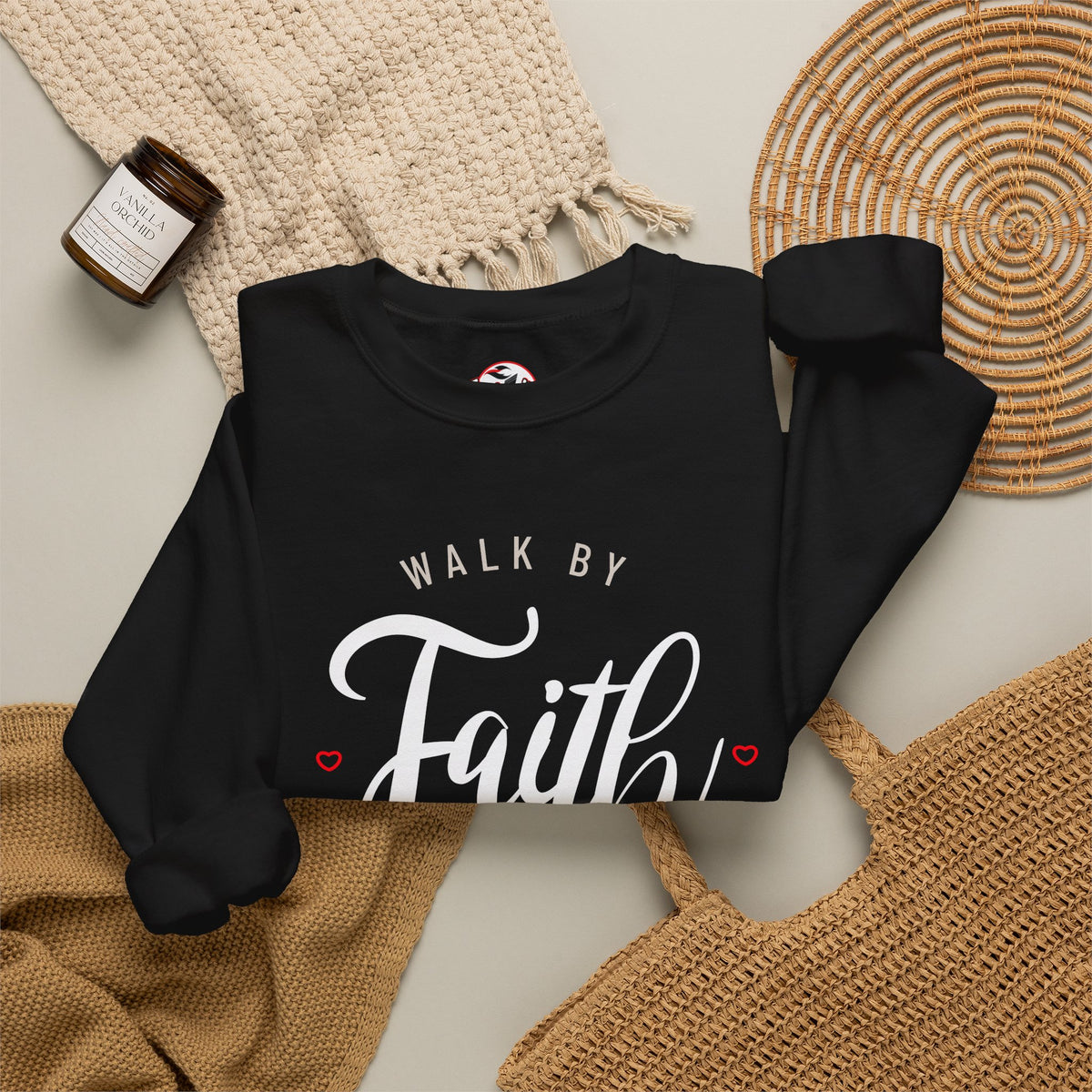 "Walk by Faith, Not by Sight" Motivational Pullover Crewneck Sweatshirt