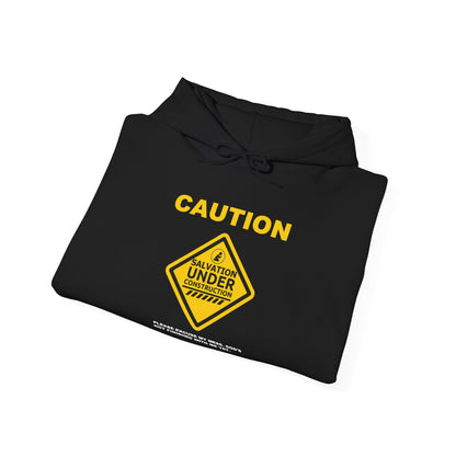 "Caution Salvation Under Construction" Graphic Pullover Hoodie