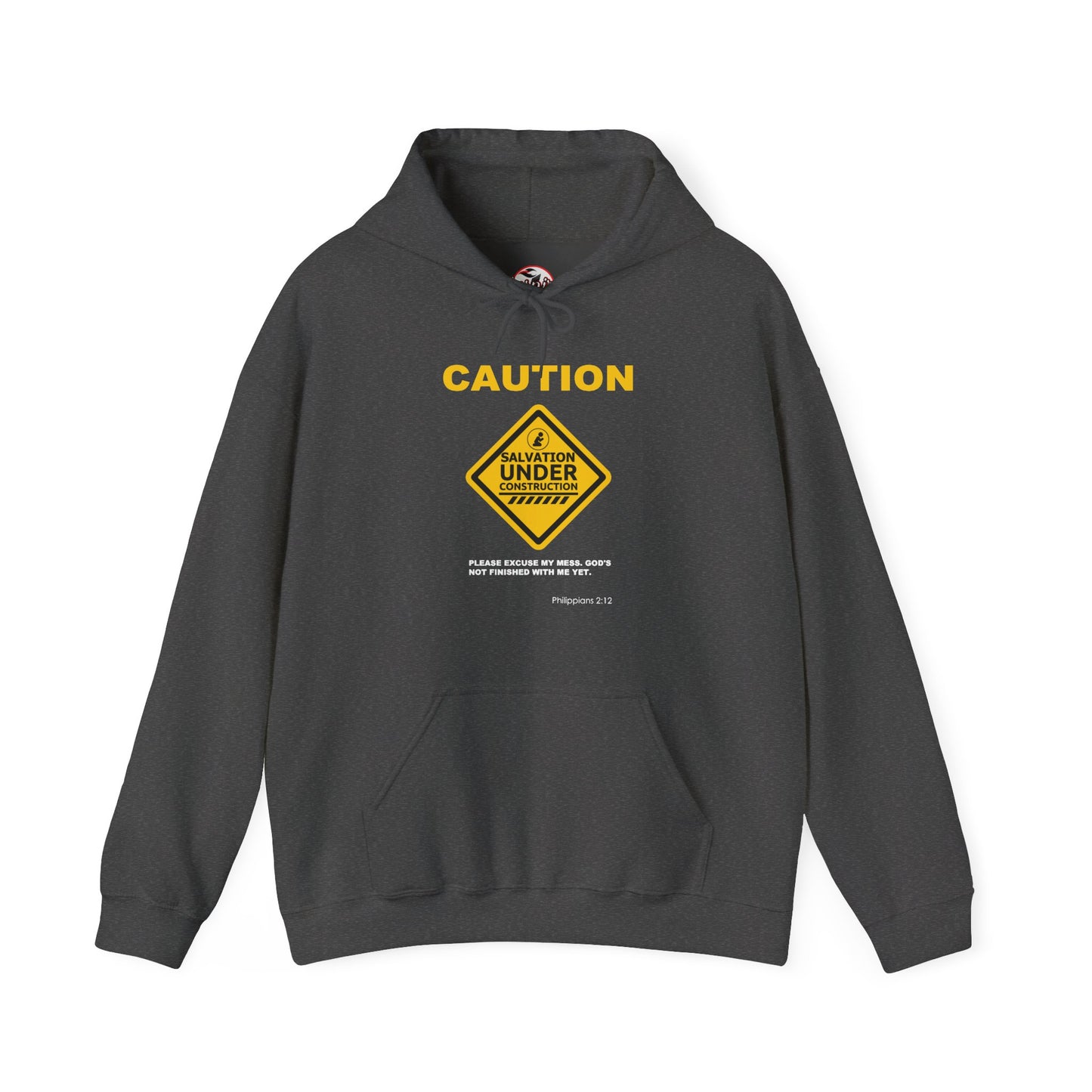 "Caution Salvation Under Construction" Graphic Pullover Hoodie