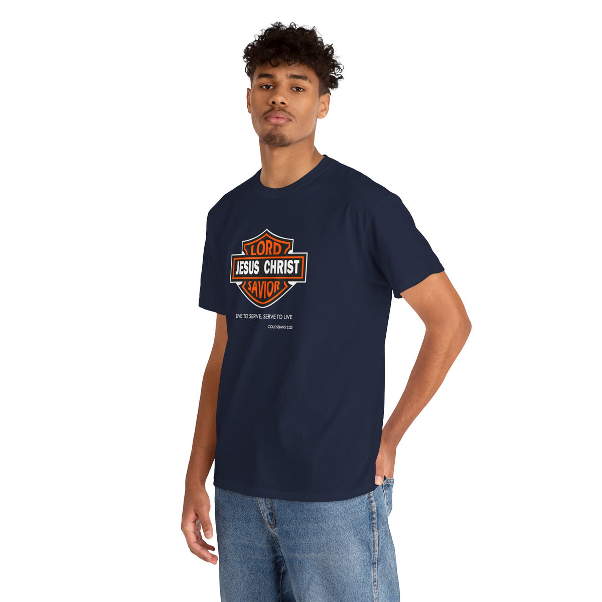 Jesus Christ Savior T‑Shirt — Lord Savior Motorcycle Shield Design