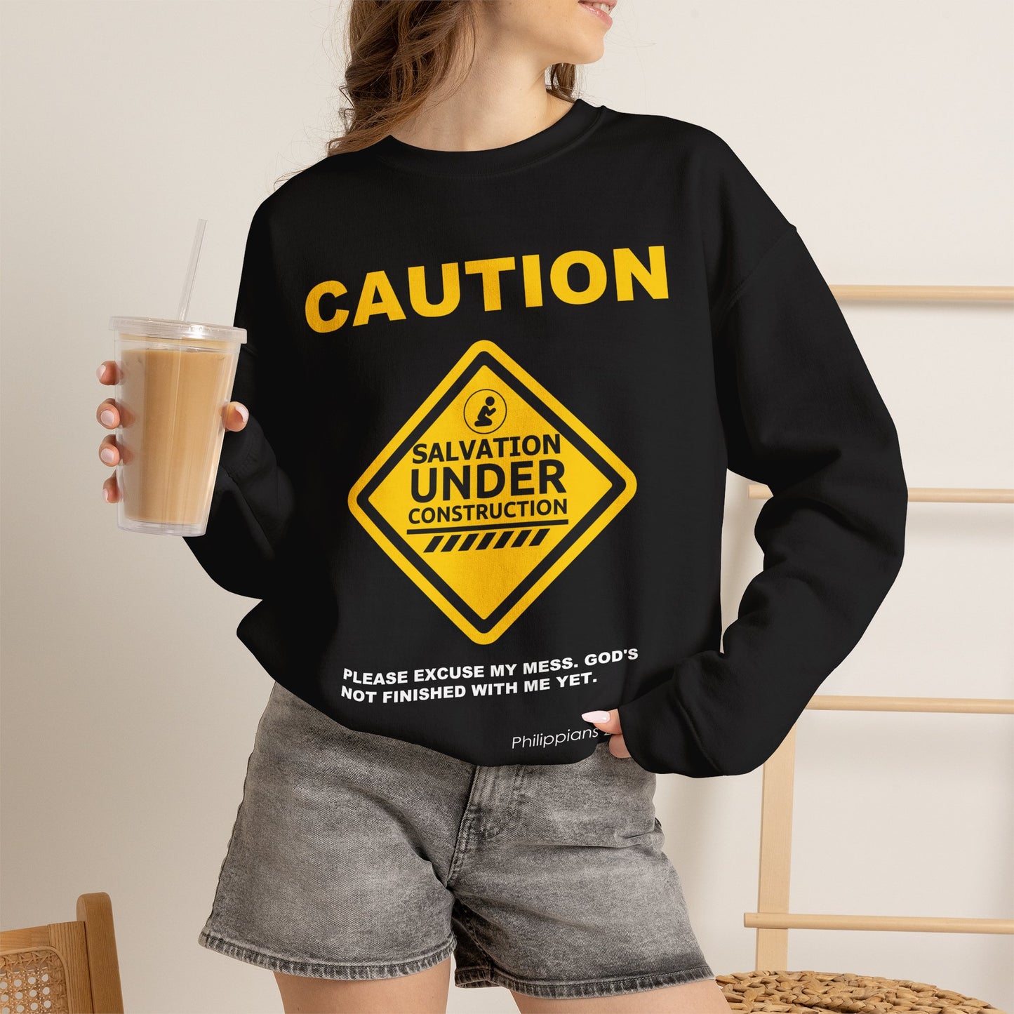 Caution: Salvation Under Construction Crewneck Sweatshirt