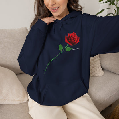 "Fearfully and Wonderfully Made" Rose Graphic Pullover Hoodie