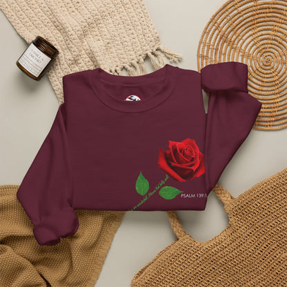 "Fearfully and Wonderfully Made" Rose Crewneck Sweatshirt