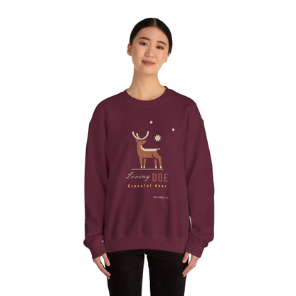 "Loving Doe Graceful Deer" Women's Inspirational Crewneck Sweatshirt