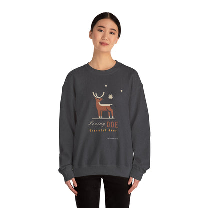 "Loving Doe Graceful Deer" Women's Inspirational Crewneck Sweatshirt