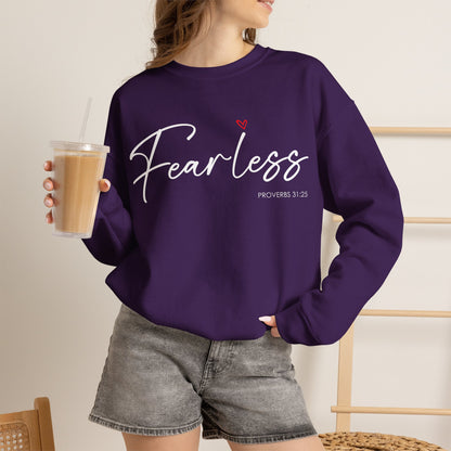 "Fearless" Inspirational Crewneck Sweatshirt — (Proverbs 31)
