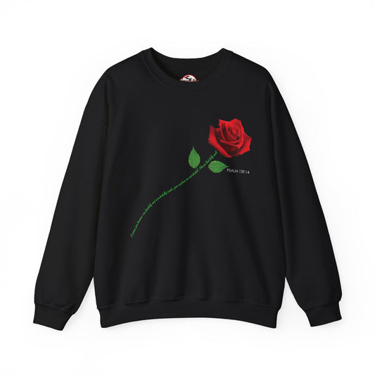 "Fearfully and Wonderfully Made" Rose Crewneck Sweatshirt
