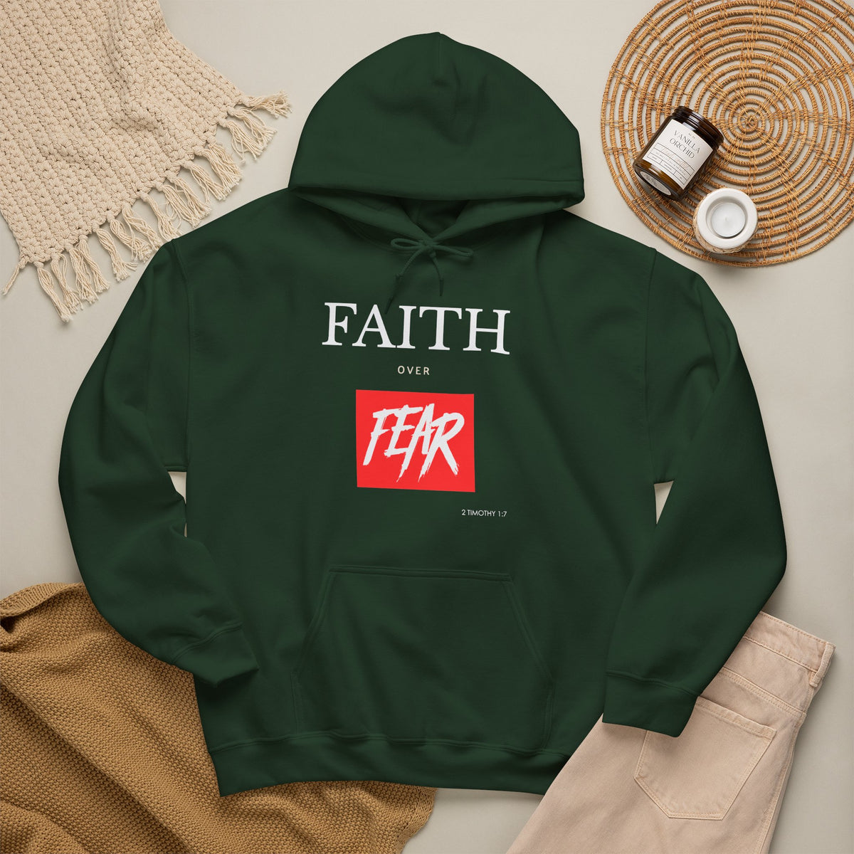 "Faith Over Fear" Inspirational Pullover Hoodie
