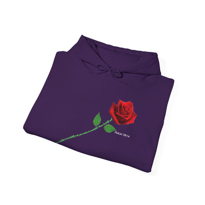"Fearfully and Wonderfully Made" Rose Graphic Pullover Hoodie