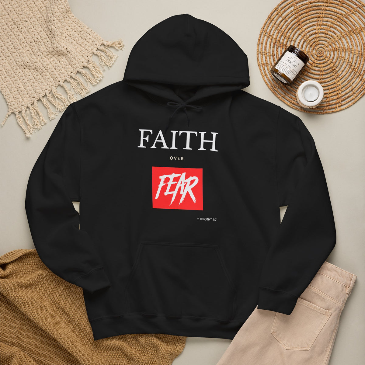 "Faith Over Fear" Inspirational Pullover Hoodie