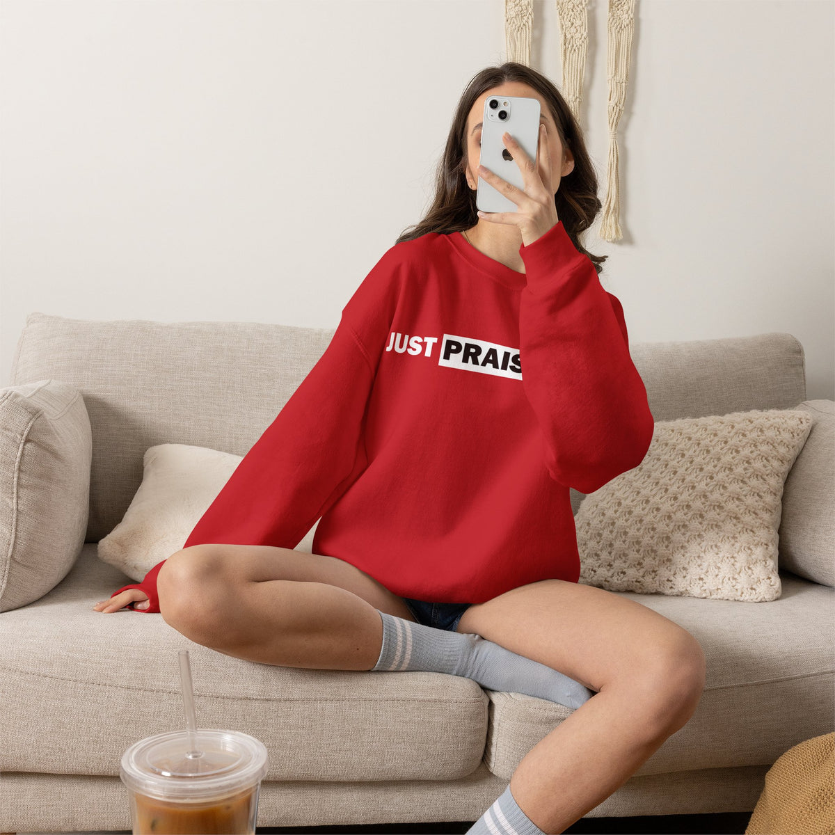 "Just Praise Him" Inspirational Crewneck Sweatshirt