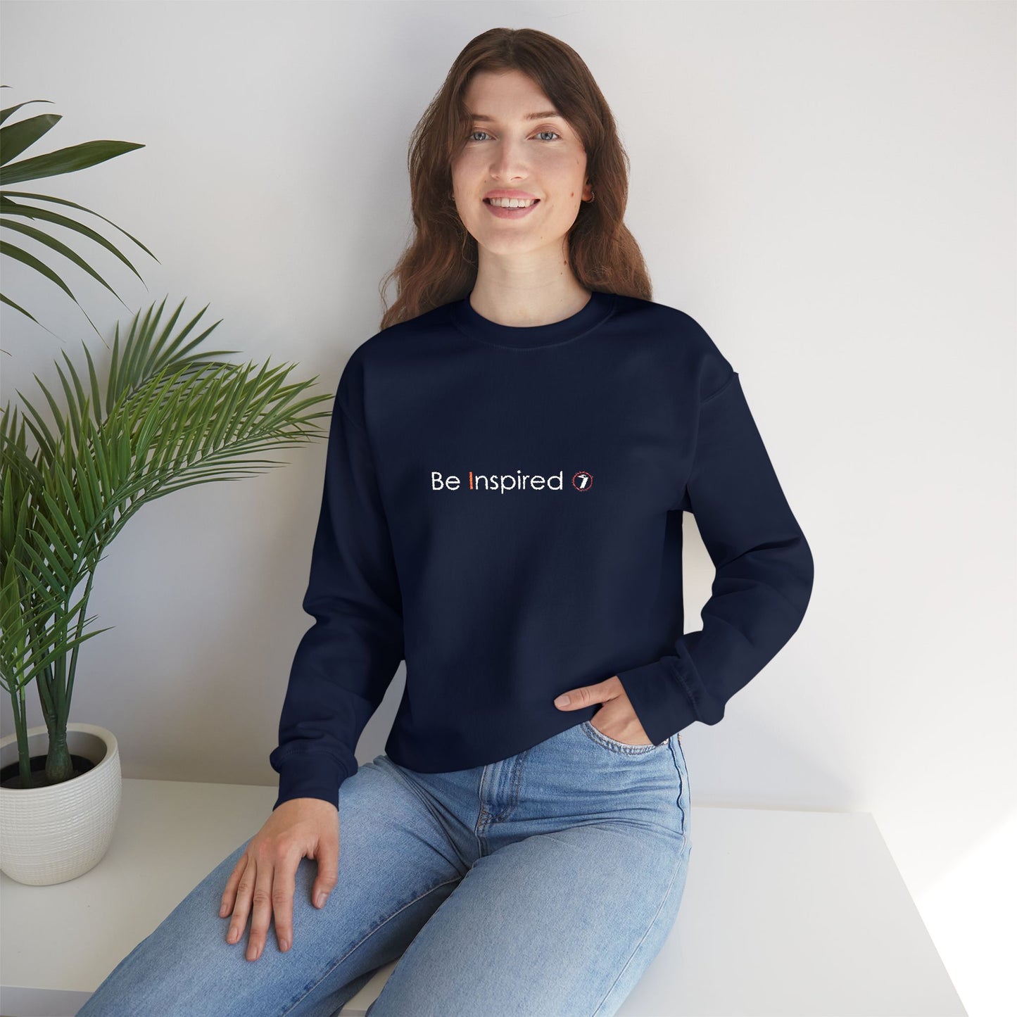 "Be Inspired" Embroidered Crewneck Sweatshirt