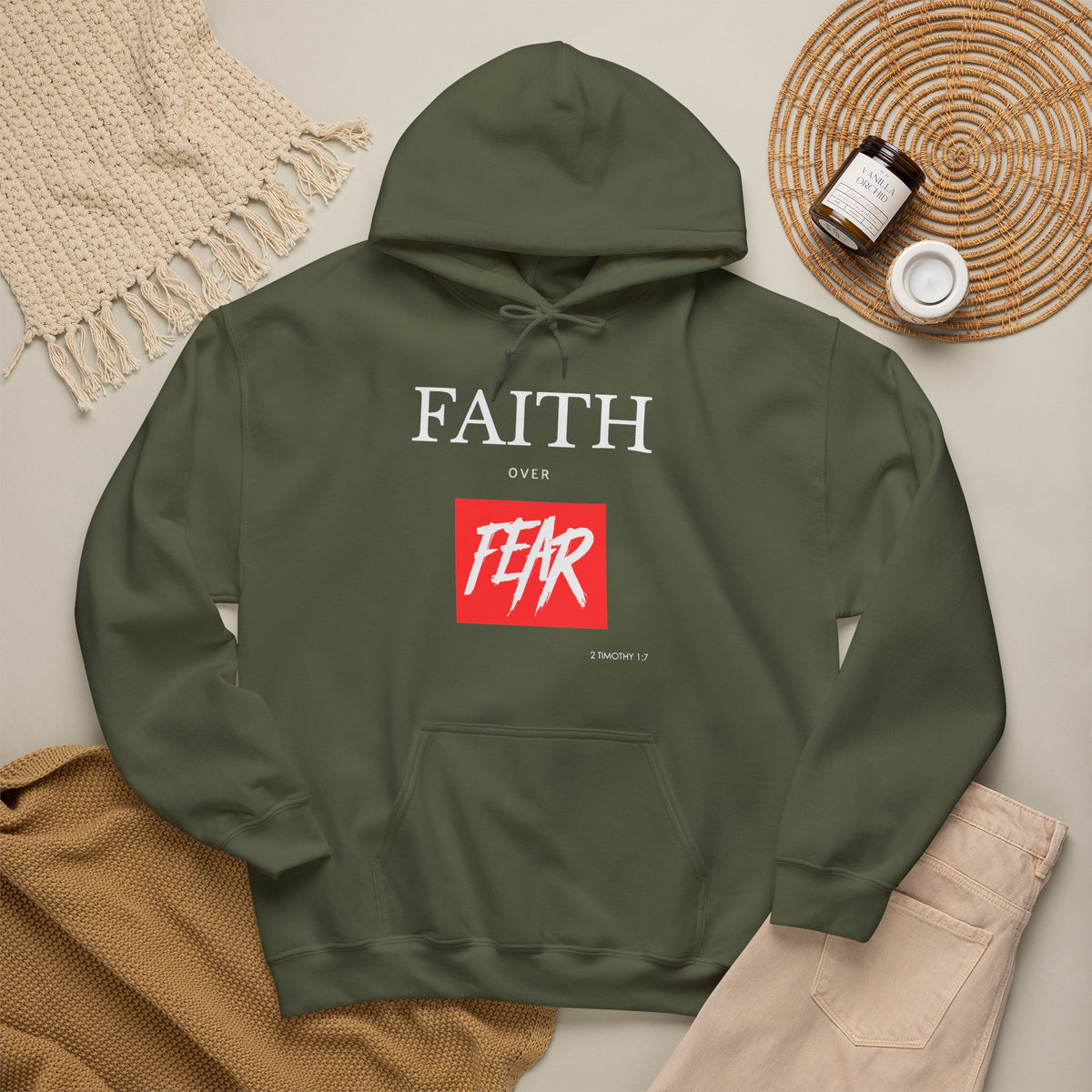 "Faith Over Fear" Inspirational Pullover Hoodie