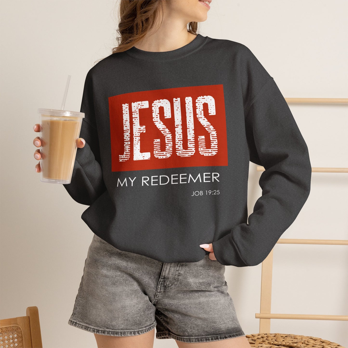 "Jesus My Redeemer" Inspirational Crewneck Sweatshirt
