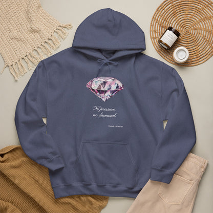 "No pressure, no Diamond" Inspirational Graphic Pullover Hoodie