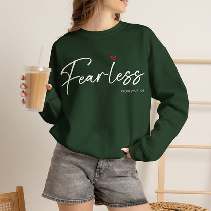 "Fearless" Inspirational Crewneck Sweatshirt — (Proverbs 31)