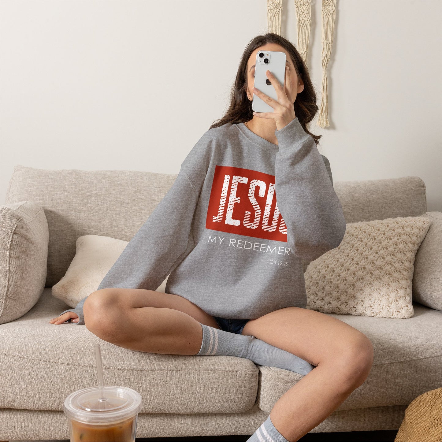 "Jesus My Redeemer" Inspirational Crewneck Sweatshirt