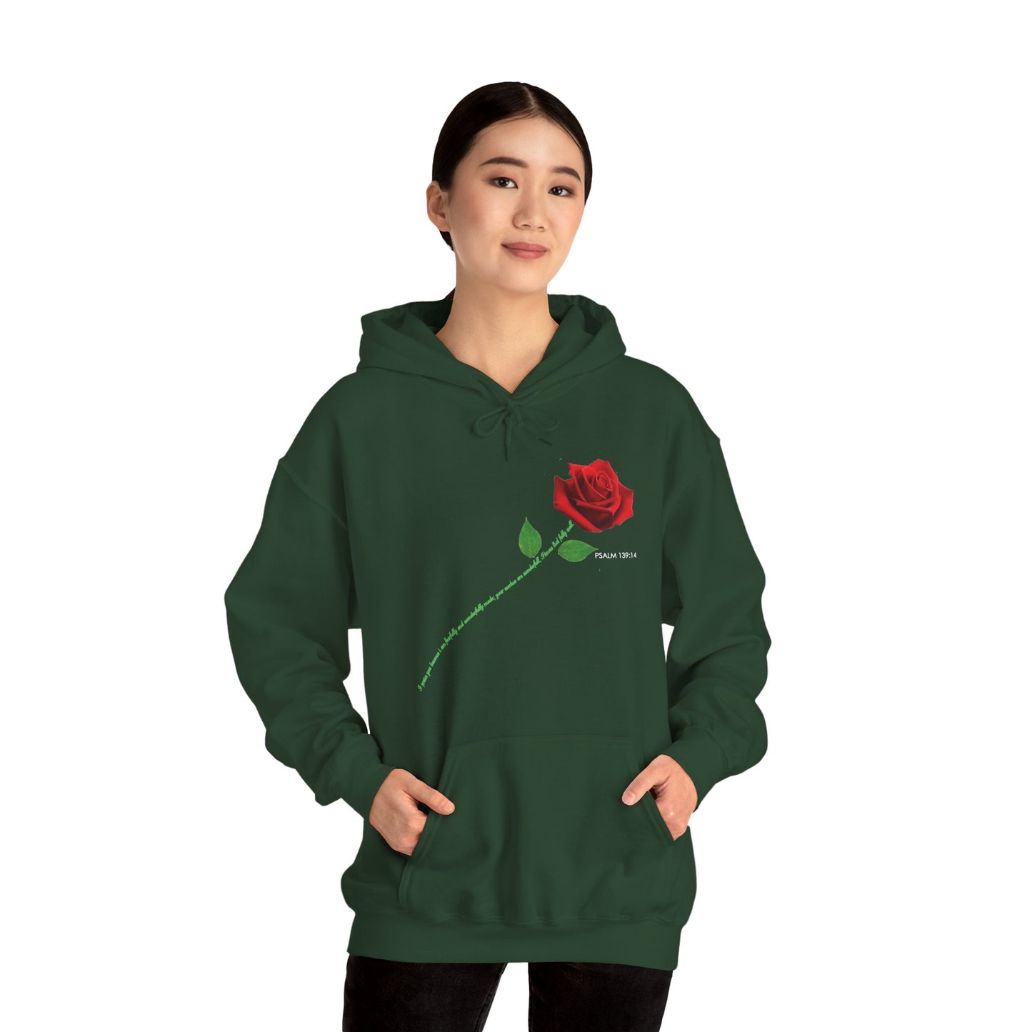 "Fearfully and Wonderfully Made" Rose Graphic Pullover Hoodie