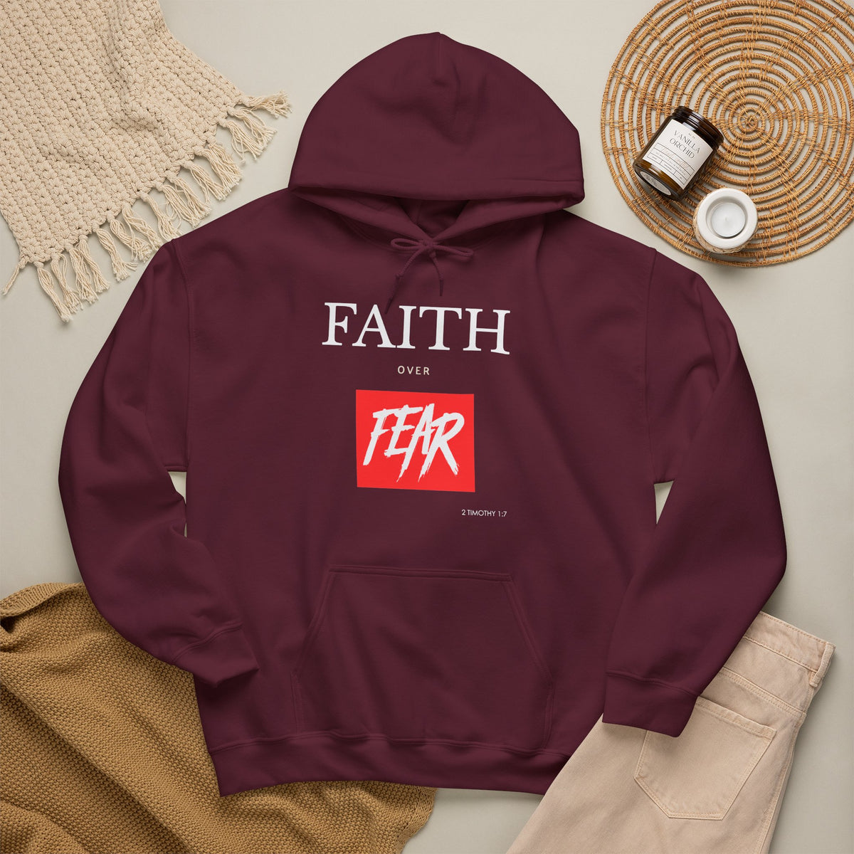 "Faith Over Fear" Inspirational Pullover Hoodie