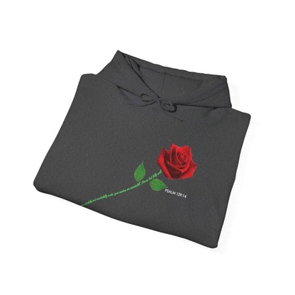 "Fearfully and Wonderfully Made" Rose Graphic Pullover Hoodie