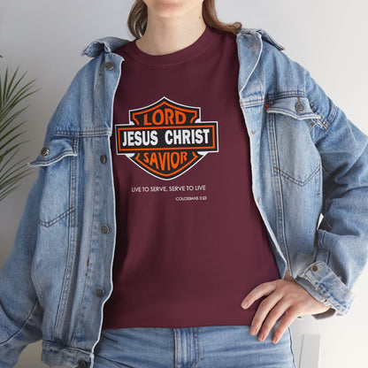 Jesus Christ Savior T‑Shirt — Lord Savior Motorcycle Shield Design