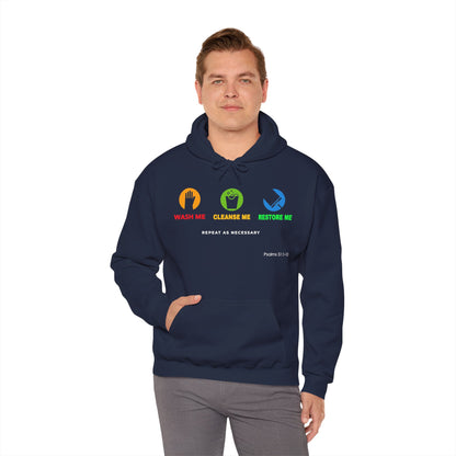 "Wash, Cleanse, Restore" Inspirational Faith-Based Hoodie