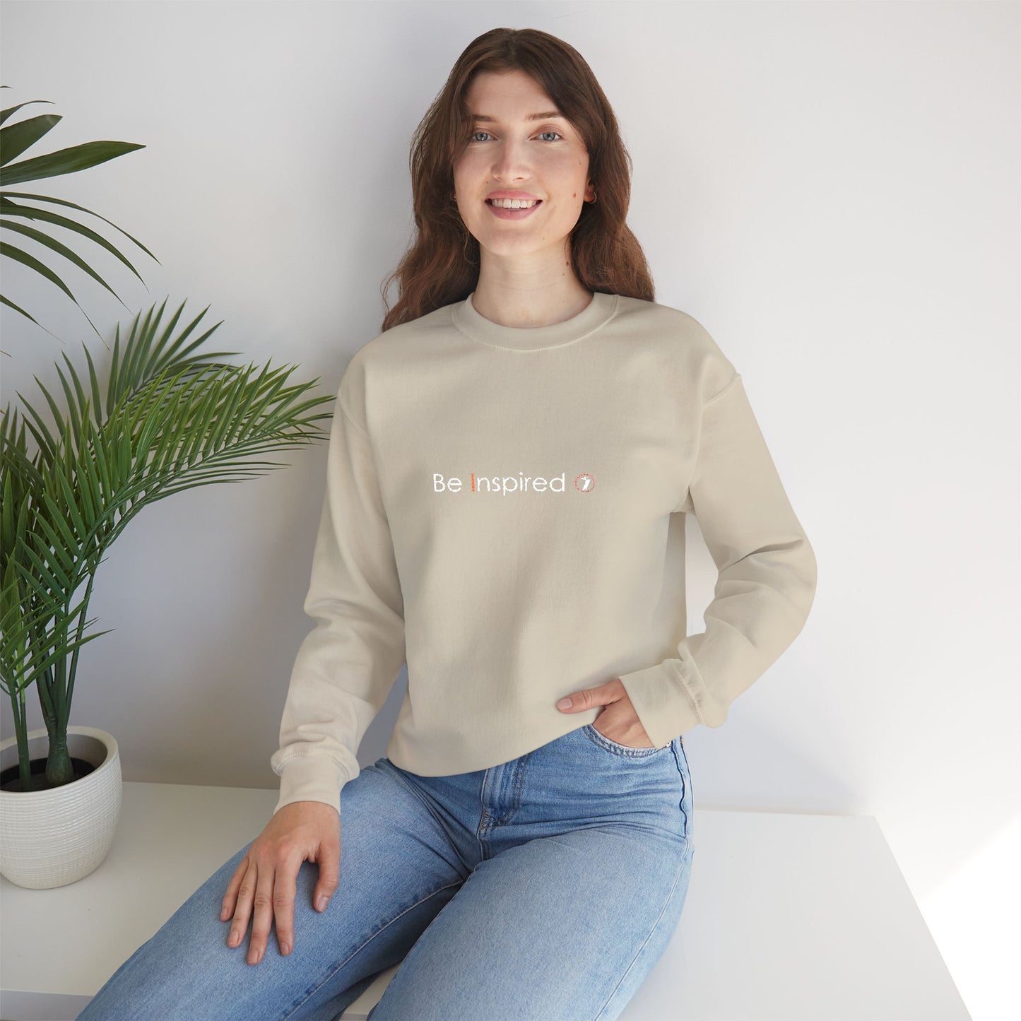 "Be Inspired" Embroidered Crewneck Sweatshirt