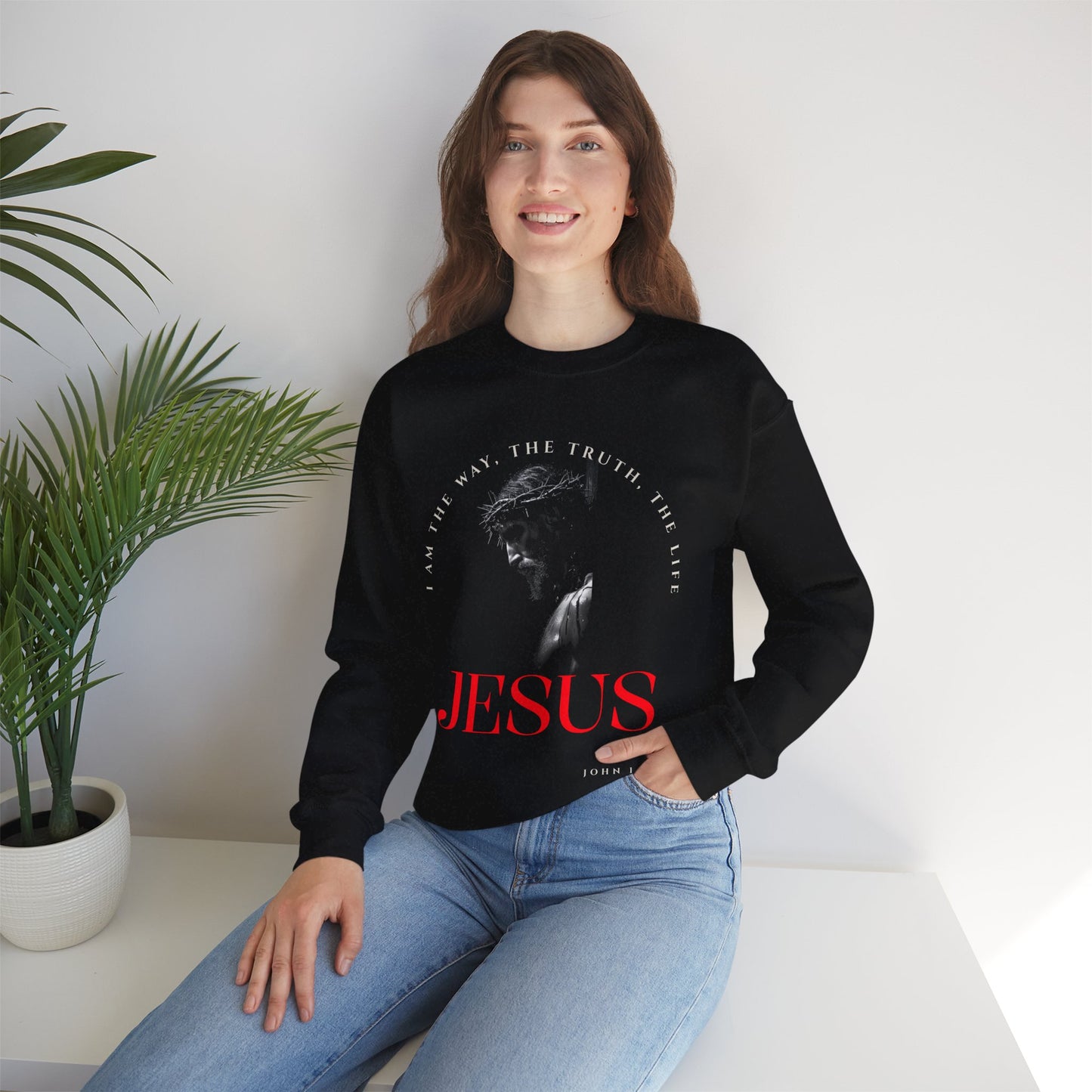 "I Am The Way" Jesus Inspirational Crewneck Sweatshirt